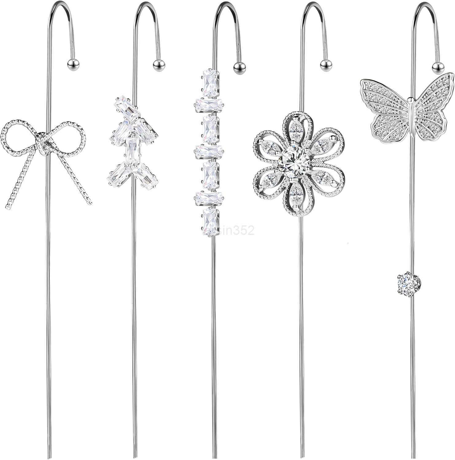 Ear Crawler Helix Hook Earrings for Women Hypoallergenic Surgical Steel Ear Cuff Snowflake Lightning Bolt Rhinestone Designs Trendy ClipWrap Jewelry f