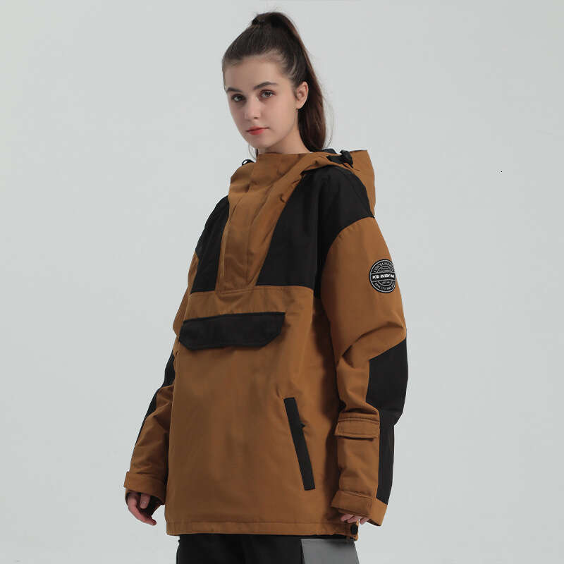 New Ski Suit Female Color Contrast Outdoor Sports Double Board Warm Wind Waterproof