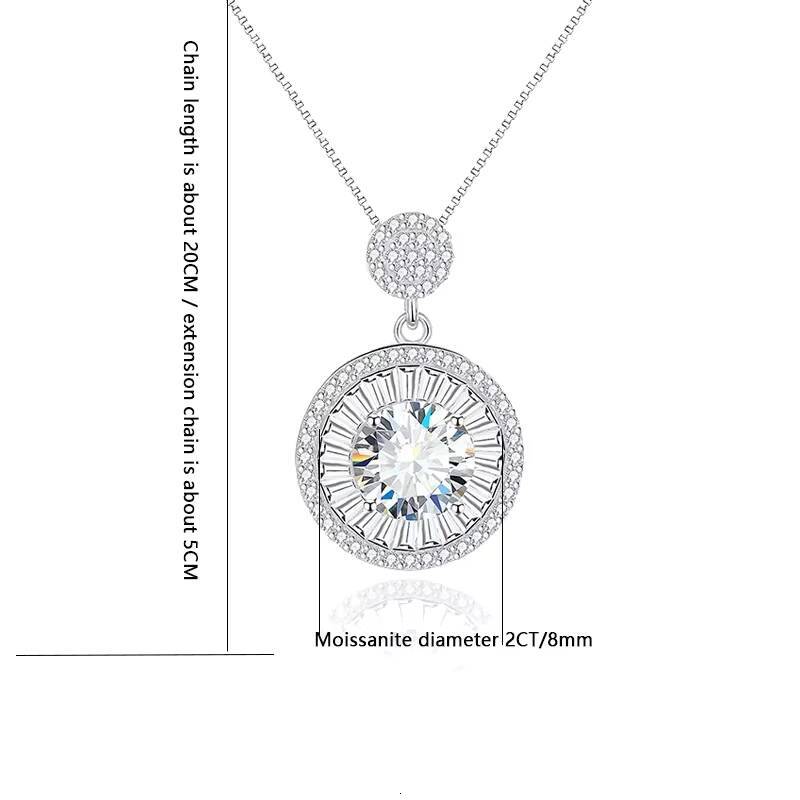 S925 Sterling Silver 2 moissanite Moissanite Diamond Necklace Versatile HighEnd round Pendant Daily Wear Gift for Girlfriend