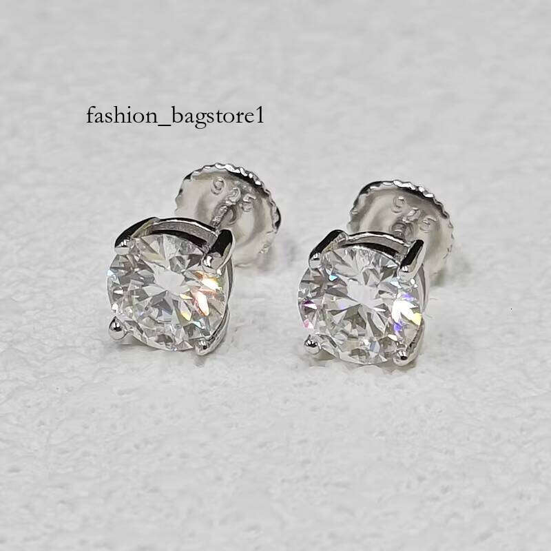 Classic Mossanite Dia Ear Stud 3-8mm 1ct 2ct 14K Gold Plated Sterling Sier VVS GRA Moissanite Earring for Women Men
