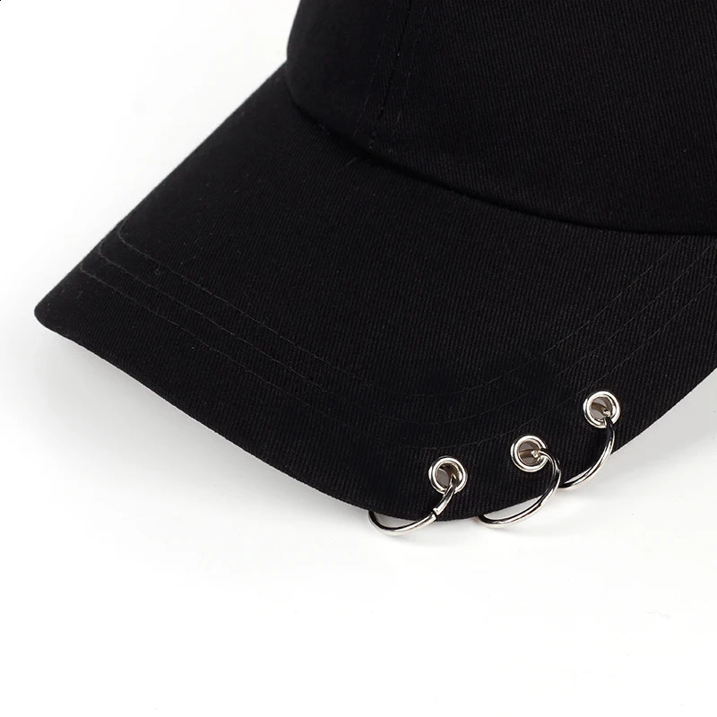 Baseball Cap With Circle Ring Hats For Women Men Unisex Hip Hop Black White Adjustable Solid Color Kpop Casual 250910