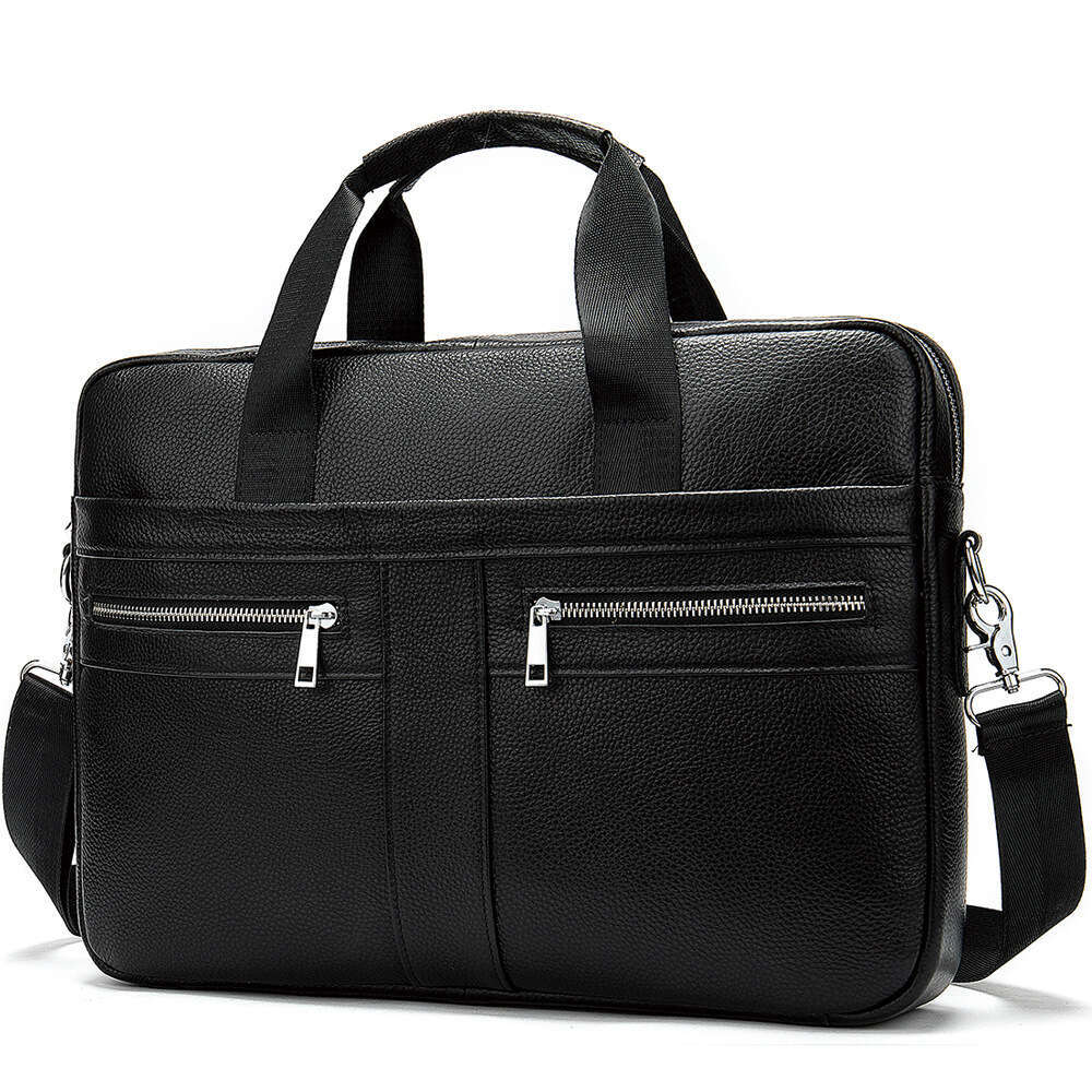 14-inch Laptop Genuine Leather Briefcase Men's Handheld Shoulder Business Bag