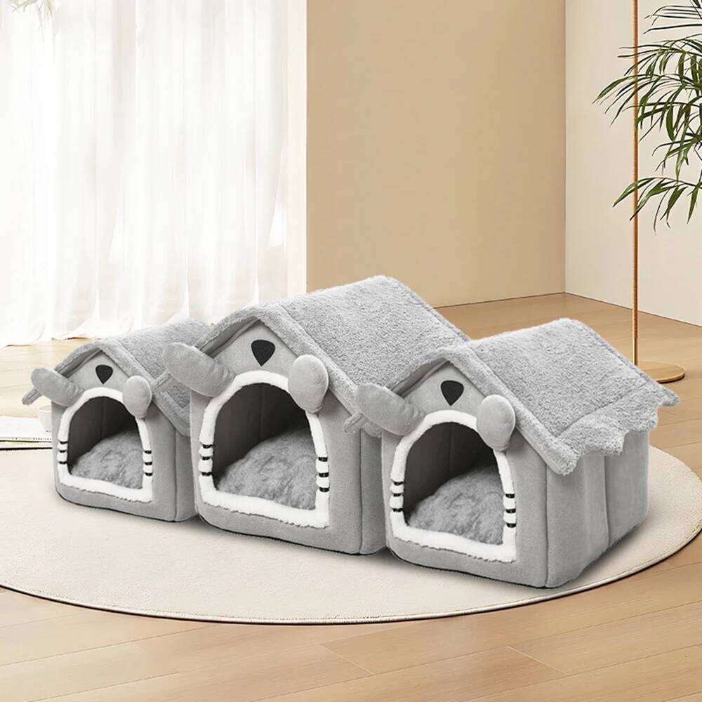 designer brand PC Gray Detachable Cat House Semi Enclosed Four Season Universal Nest Small Shelter Washable Pet Supplies