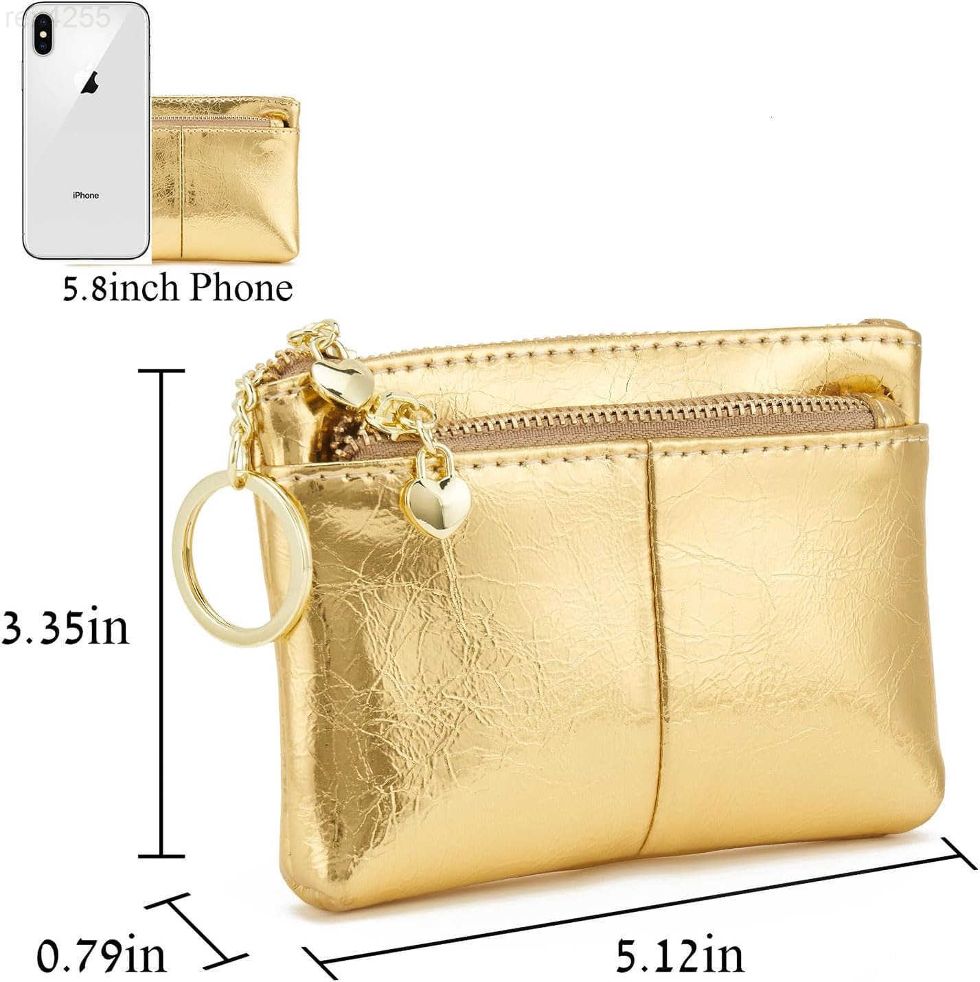 Women Genuine Leather Zip Mini Coin Purse With Key Ring Triple Zipper Card Holder WalletW250911