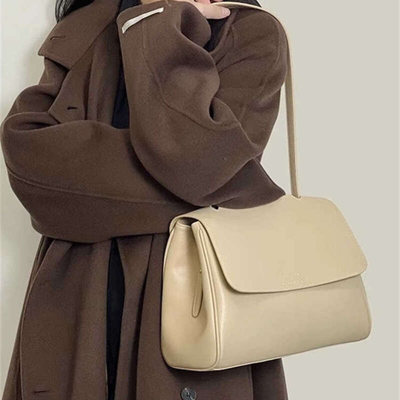 Genuine Leather Women's High-end Handbag Shoulder Cowhide Simple Fashion Large Capacity Versatile Crossbody Bag New Model