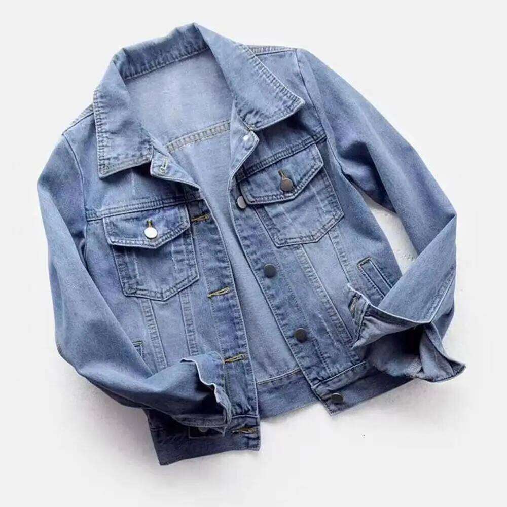 Women Single-Breasted Chest Flap Pocket Jacket Long Sleeve Slim Short Coat Retro Ladies Denim Jackets Outerwear