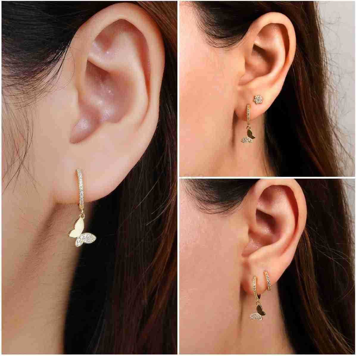Hoop Earrings with Dangle for Women Girls 925 Sterling Silver Small Huggie Earring with Drop Charm for EverydayW250911