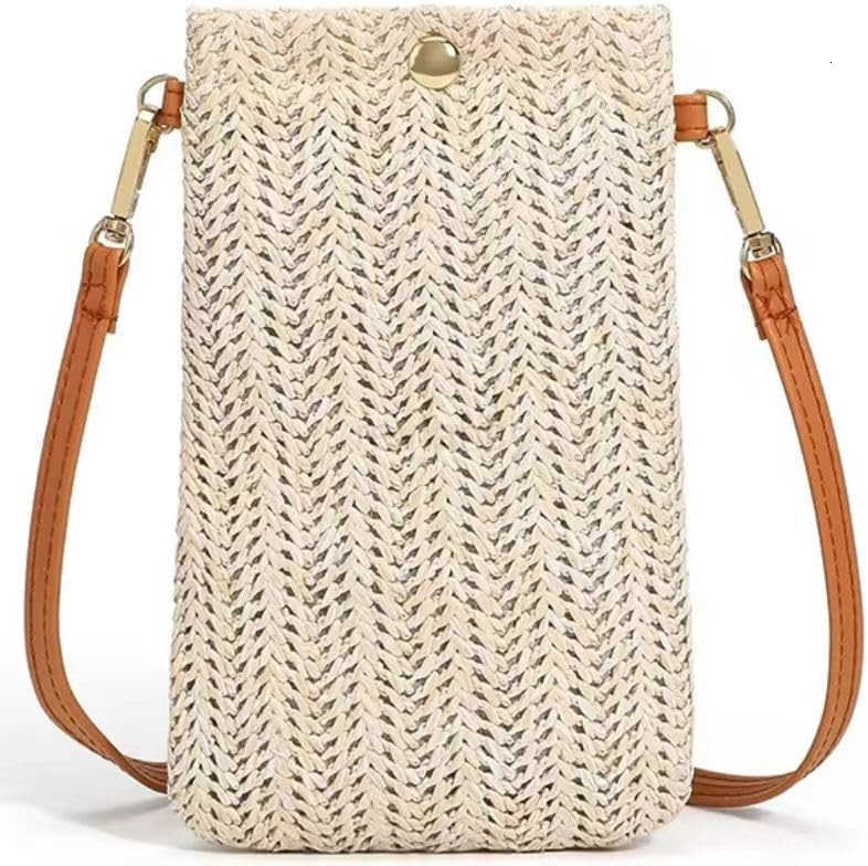 Crossbody Phone Bag for Women Ladies Small Crossbody Shoulder Straw Bag Cellphone Bags Purse WalletW250911