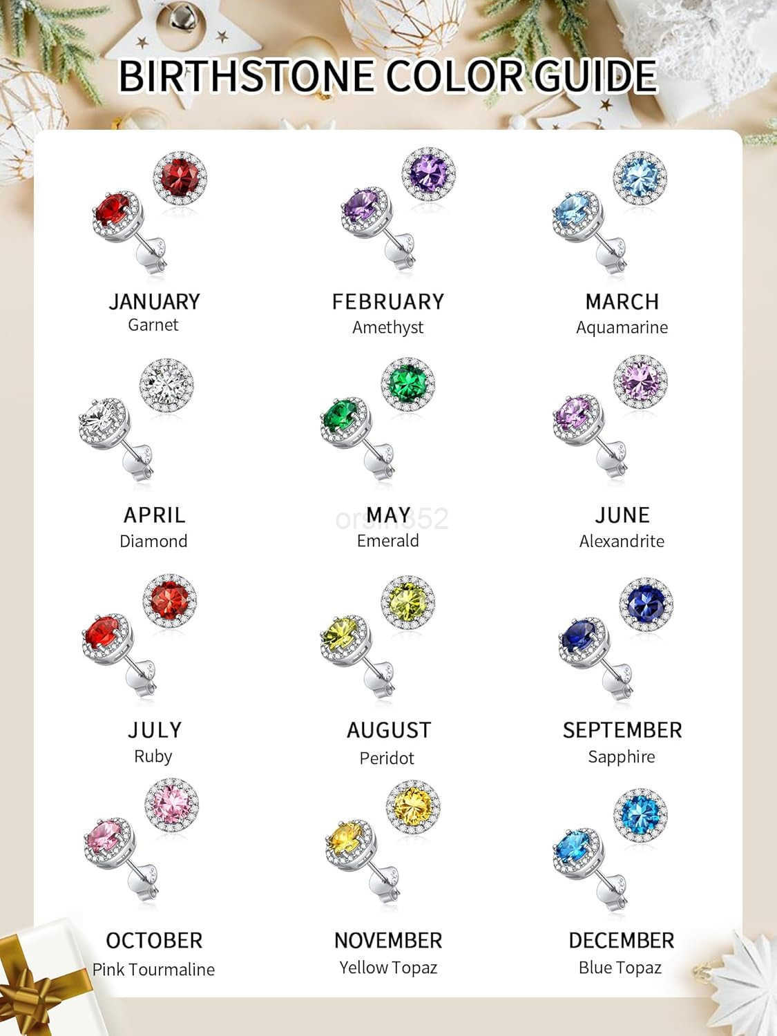 925 Sterling Silver HeartRoundPearEmerald Cut Birthstone Stud Earrings for Women Birthday JewelryW250911