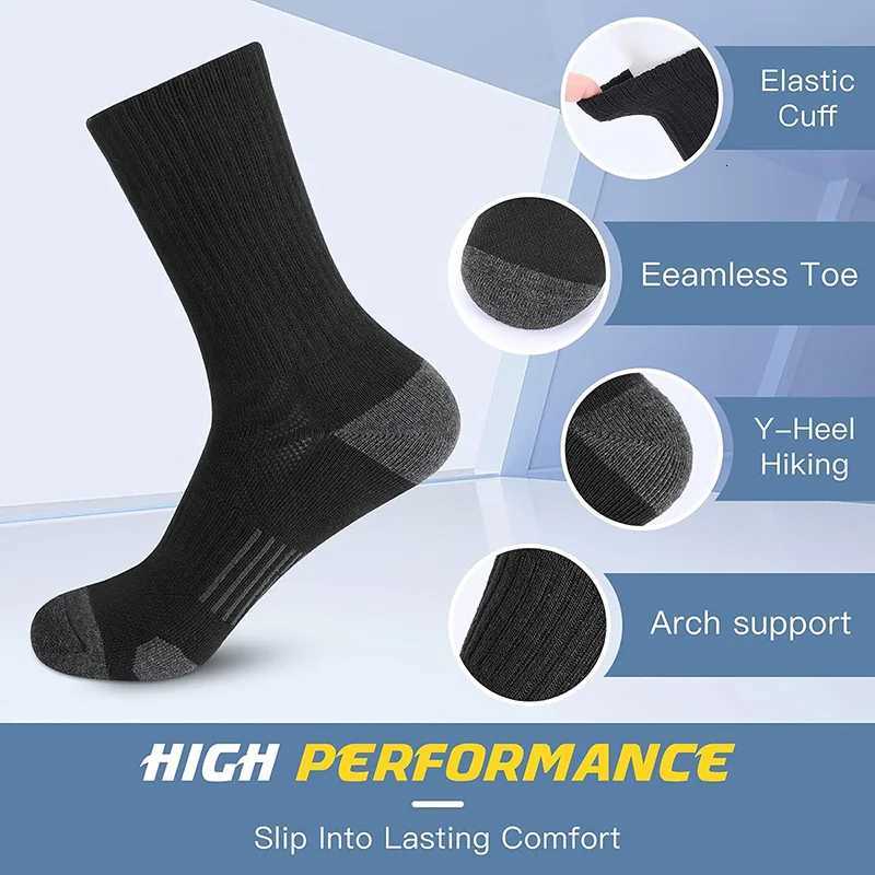 5 Pairs Mens Athletic Socks Sport Running Calf Socks Performance Cushioned Breathable Outdoor Crew Socks for Men Women D250911