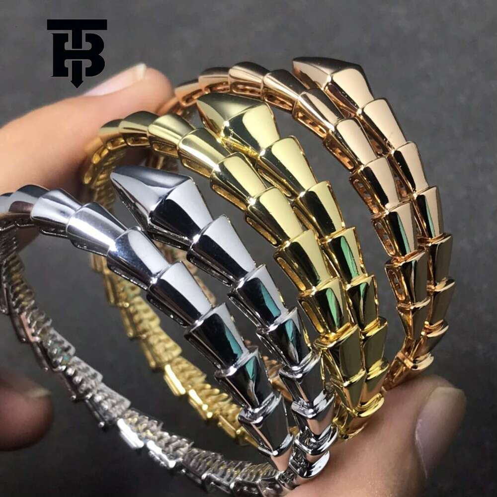TB BHULAMTE Gold Silver Bracelet Womens bracelet Jewelry Bangle Women Mens Serpentine Letter Snake Couple Luxury Diamond Bracelets Unisex