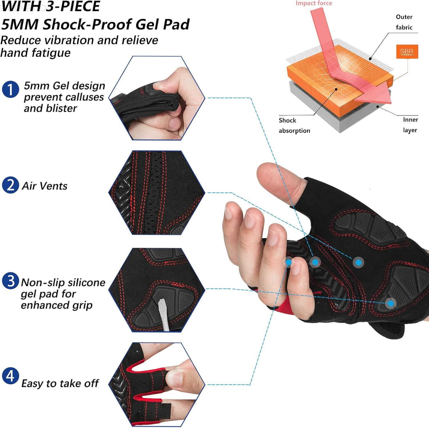 Cycling Gloves Bike Gloves for MenWomen5MM Gel Pad Half Finger Bicycle Biking Gloves for CyclingWeight LiftingGymMotorcycleOutdoor SportsW250911