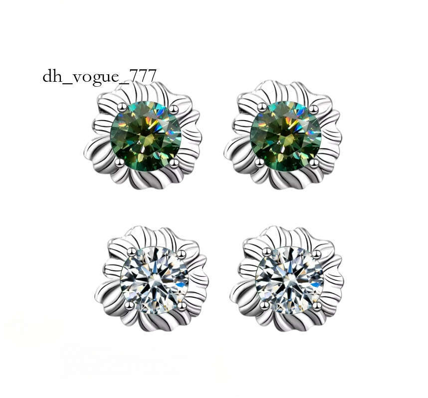 Cute Exquisite Green Moissanite Niche Design Sterling Sier Earrings Women's Ins Style Suower Collection
