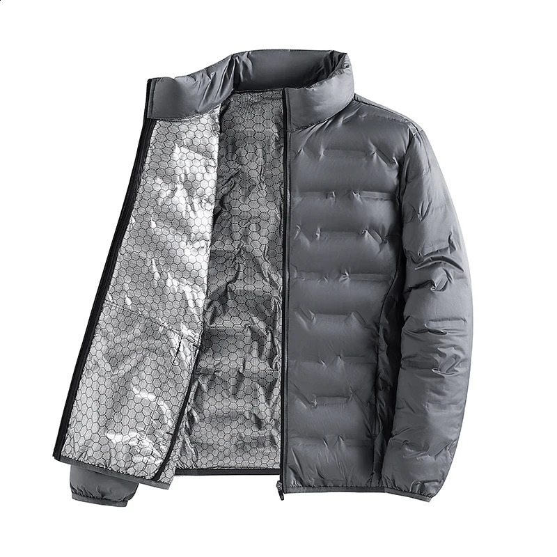 Graphene Selfheating Down Jacket Men Solid Windproof Pleated Jackets Stand Collar Classical Warm Winter Male 250911
