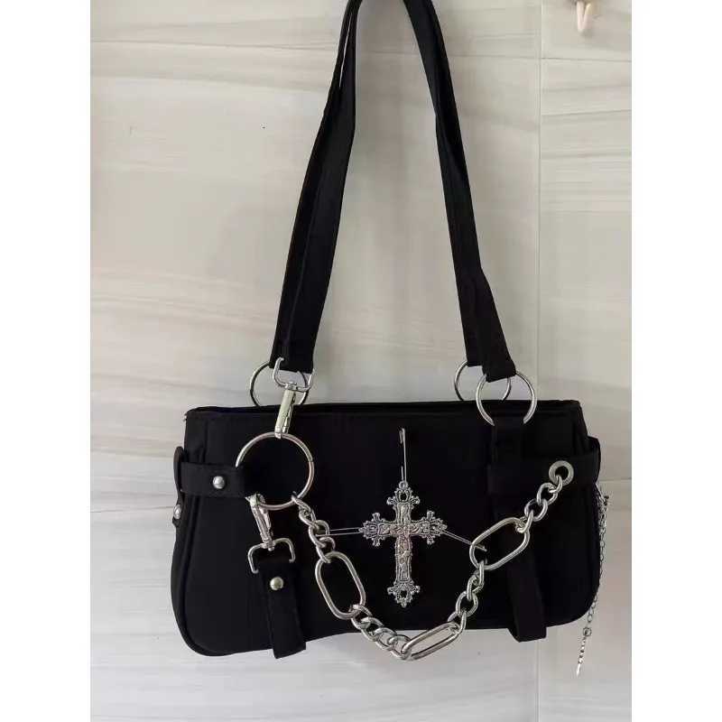 Vintage Spice Girls Y2k Women Handbags Punk Trendy Biker Chain Cross Shoulder Bag Ladies Underarm Tote Bag W250911