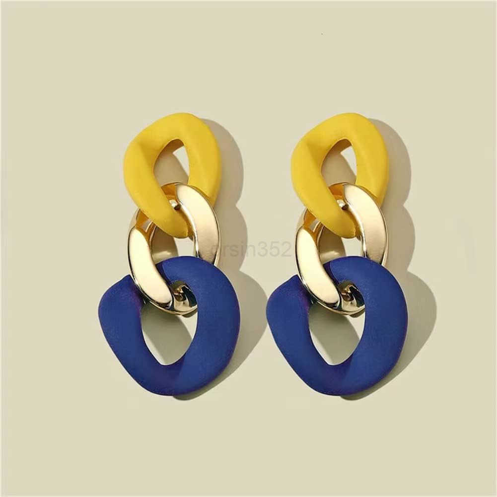 Charm Elegant Hollow Color Chain Acrylic Geometric Temperament Dangle Drop Earrings Bohemian Minimalist Hypoallergenic Jewelry GiftW250911