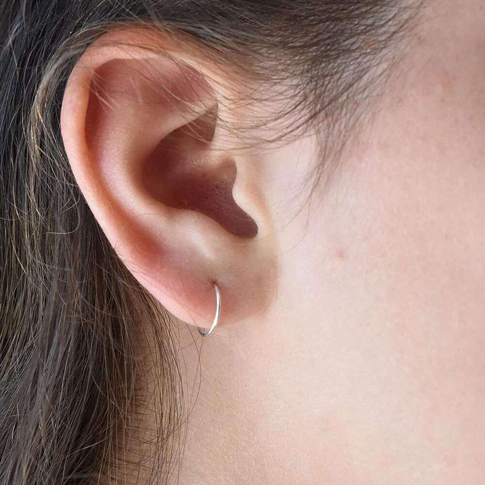 Earrings- Cartilage Endless Small Hoop Set for Women Men, 3 Pairs of Hypoallergenic Sterling Sier Tragus Earrings Nose Lip Rings