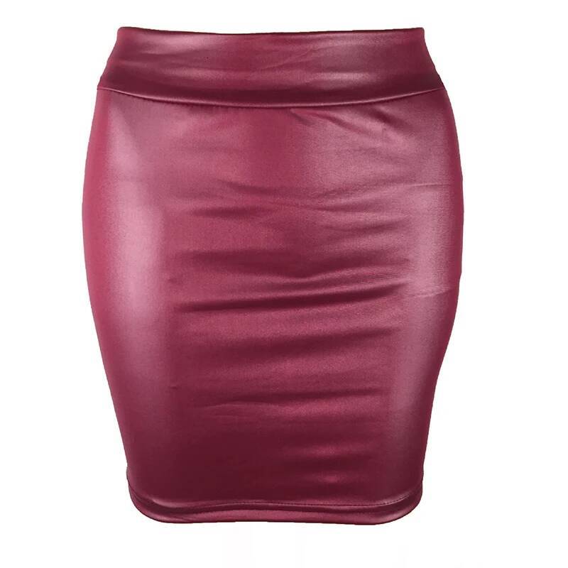High-waist Tight Hip-hing Skirt, Sexy Imitation Leather Hottie Skirt dongdumaoyi