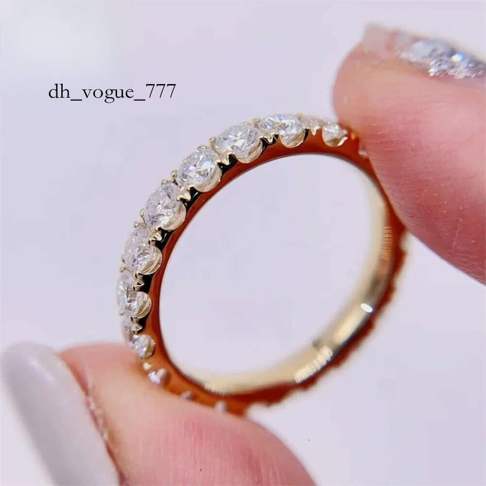 stock basic style engagement band solid real 10k yellow 3mm moissanite dia gold eternity ring