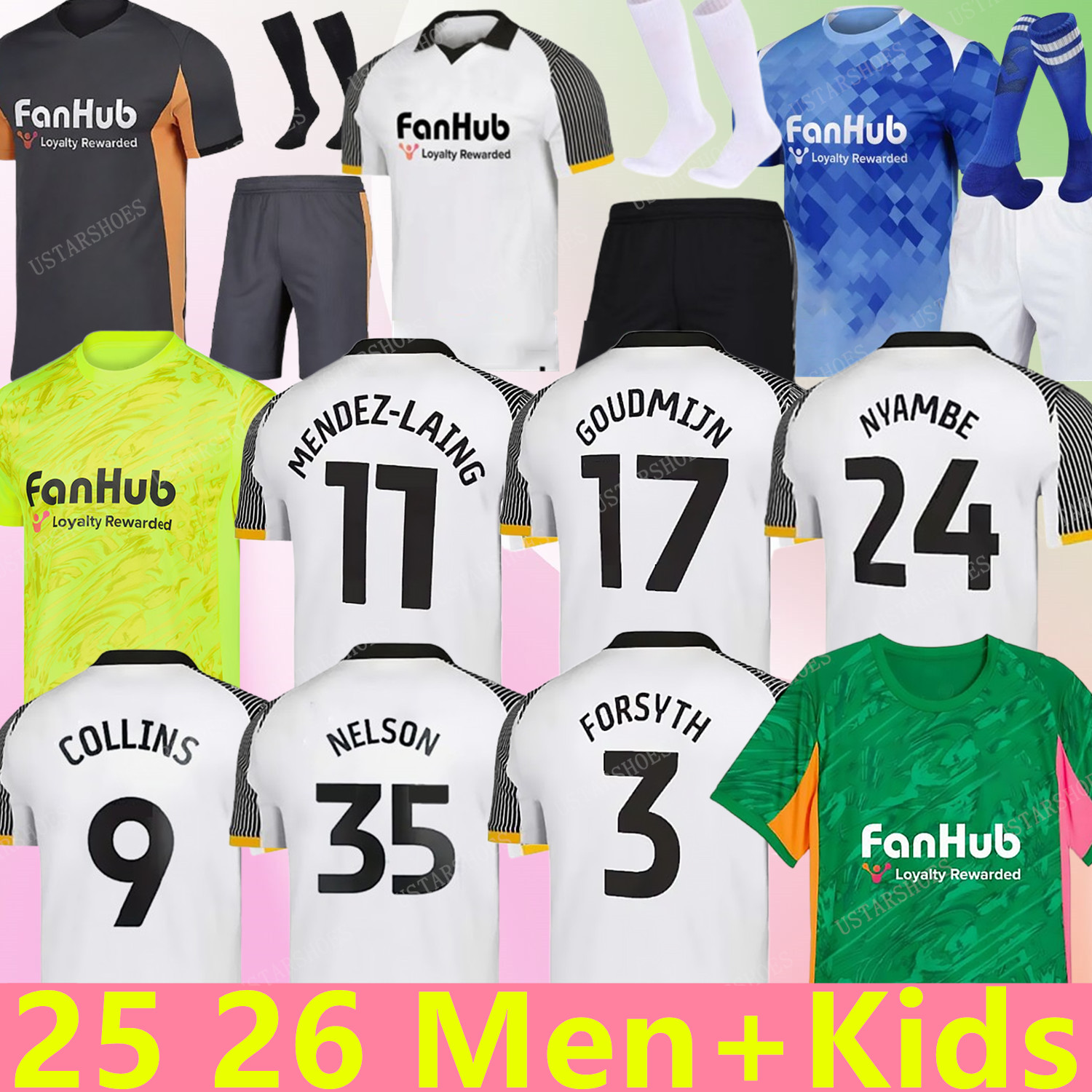 Derby County 25 26 soccer jerseys COLLINS SIBLEY CASHIN NELSON ELDER FORNAH BARKHUIZEN GOUDMIJN NYAMBE 2025 2026 Home Away Third Football Shirt menS kids kit