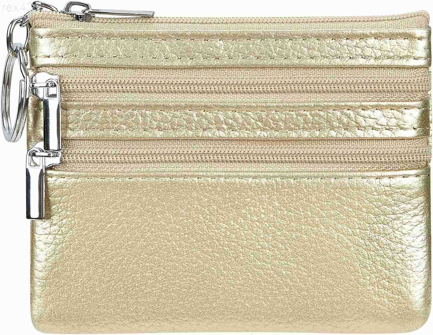 Womens Genuine Leather Coin Purse Mini Pouch Change Wallet with KeychainW250910