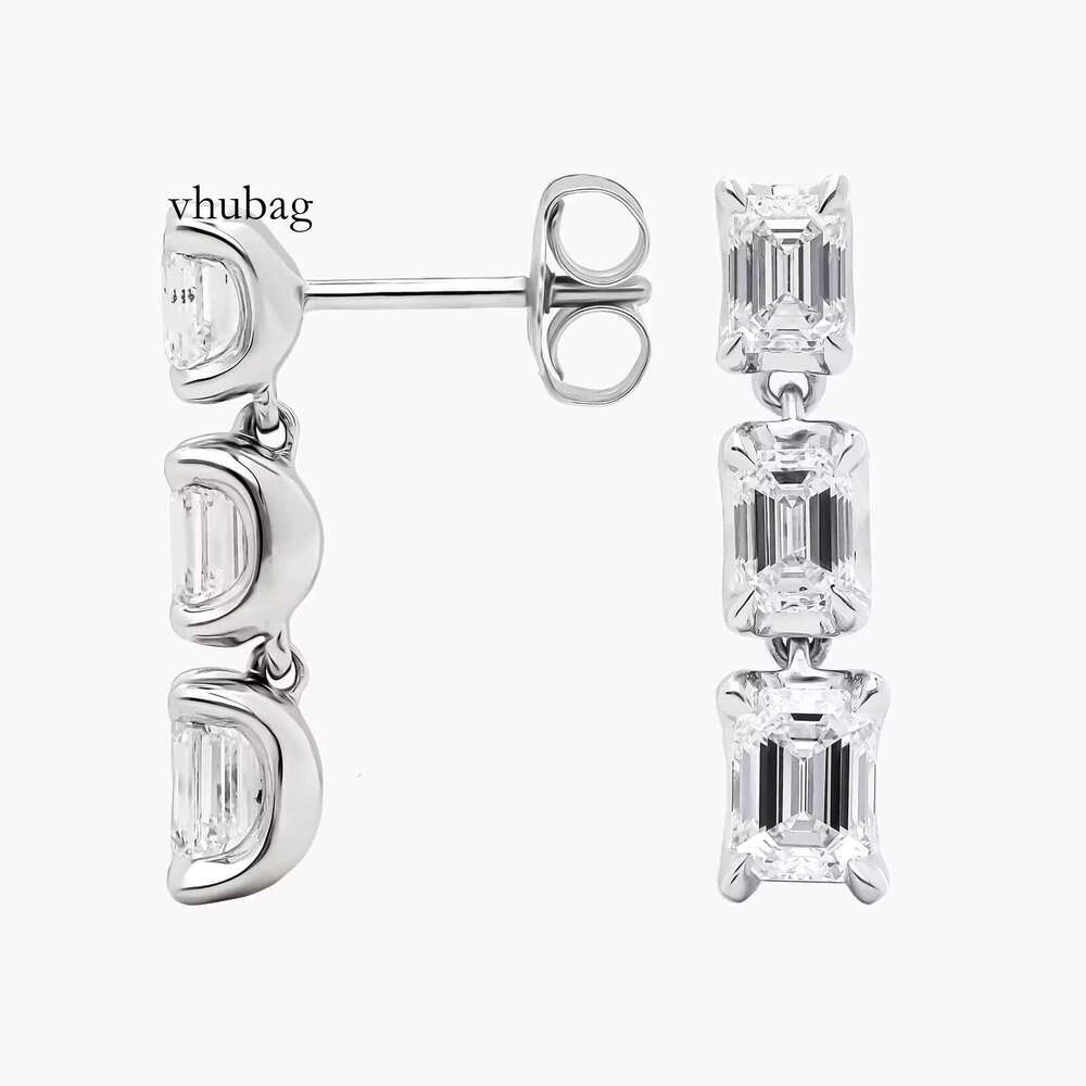 Elegant Sterling Round Moissanite Dangles Classic Sier Droop Earrings with