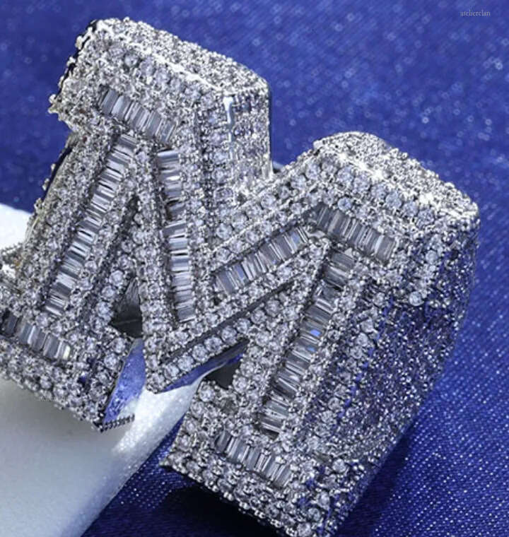 Designer Jewelry Customized Personalized Hiphop Fully Iced Out VVS Baguette Moissanite Dia Men Letter Rings