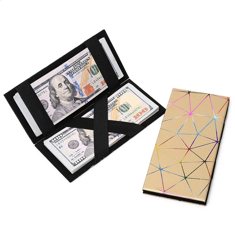 Money Clip for Women Man Coin Bag PU Leather Coin Purse Fashion Long Wallets Creative Wallet Lasers Change Purse250906