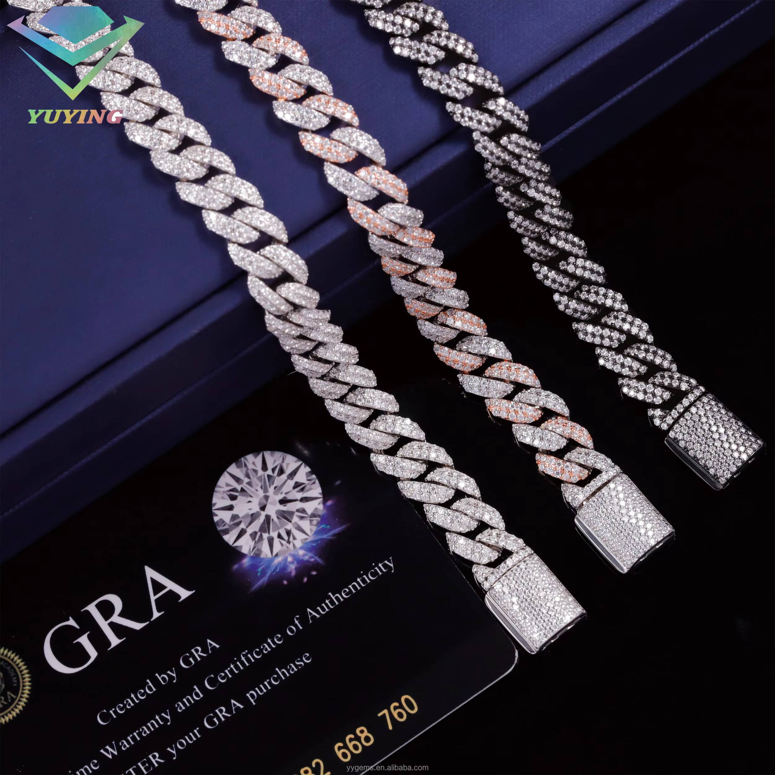 Fashion Jewelry RTS 9mm Solid Silver Cuban Link Chain Iced Out Brilliance VVS Moissanite Necklace