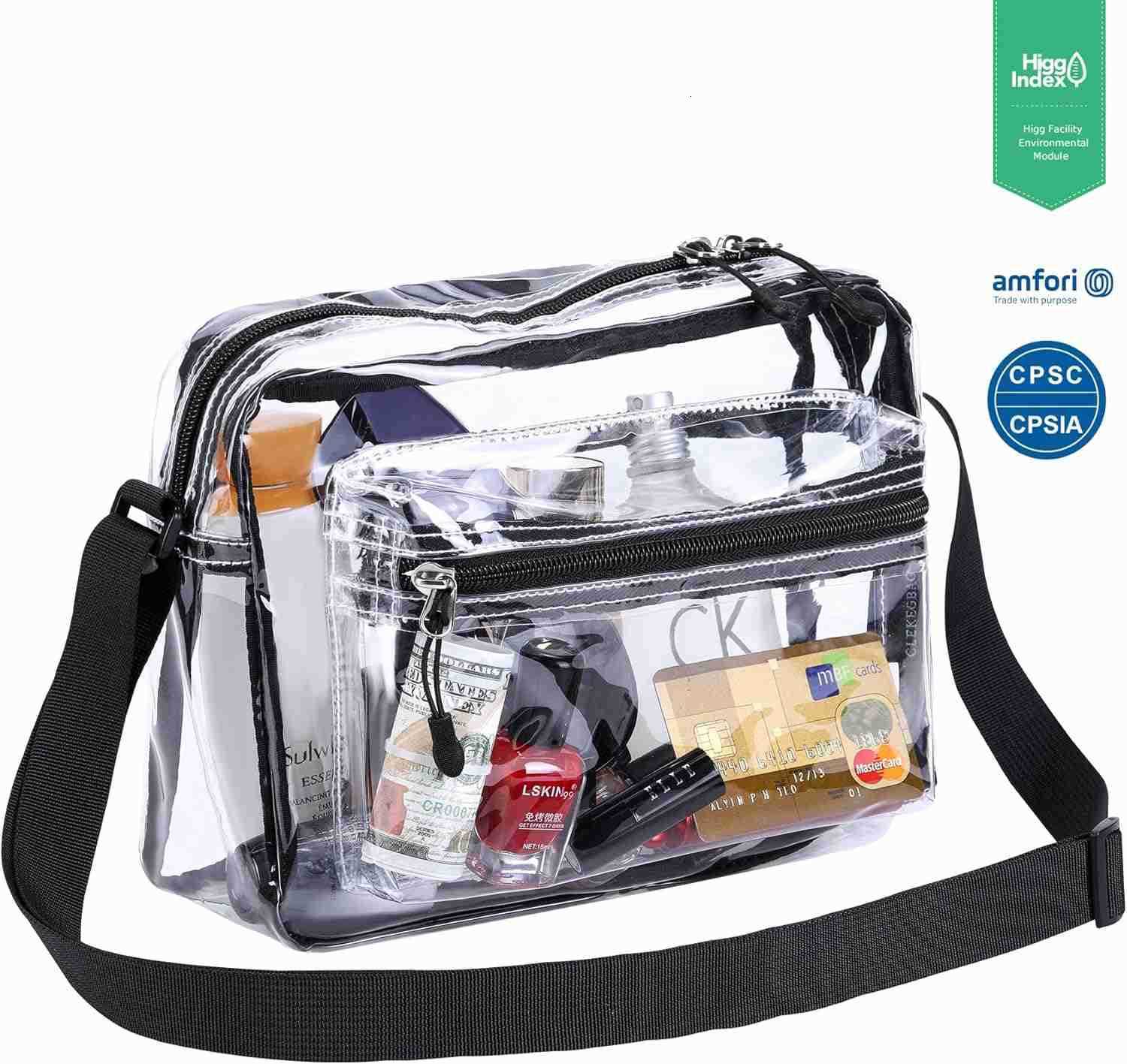 Clear messenger shoulder bag plastic womens crossbody stadium transparent purse work concerts see throughW250911