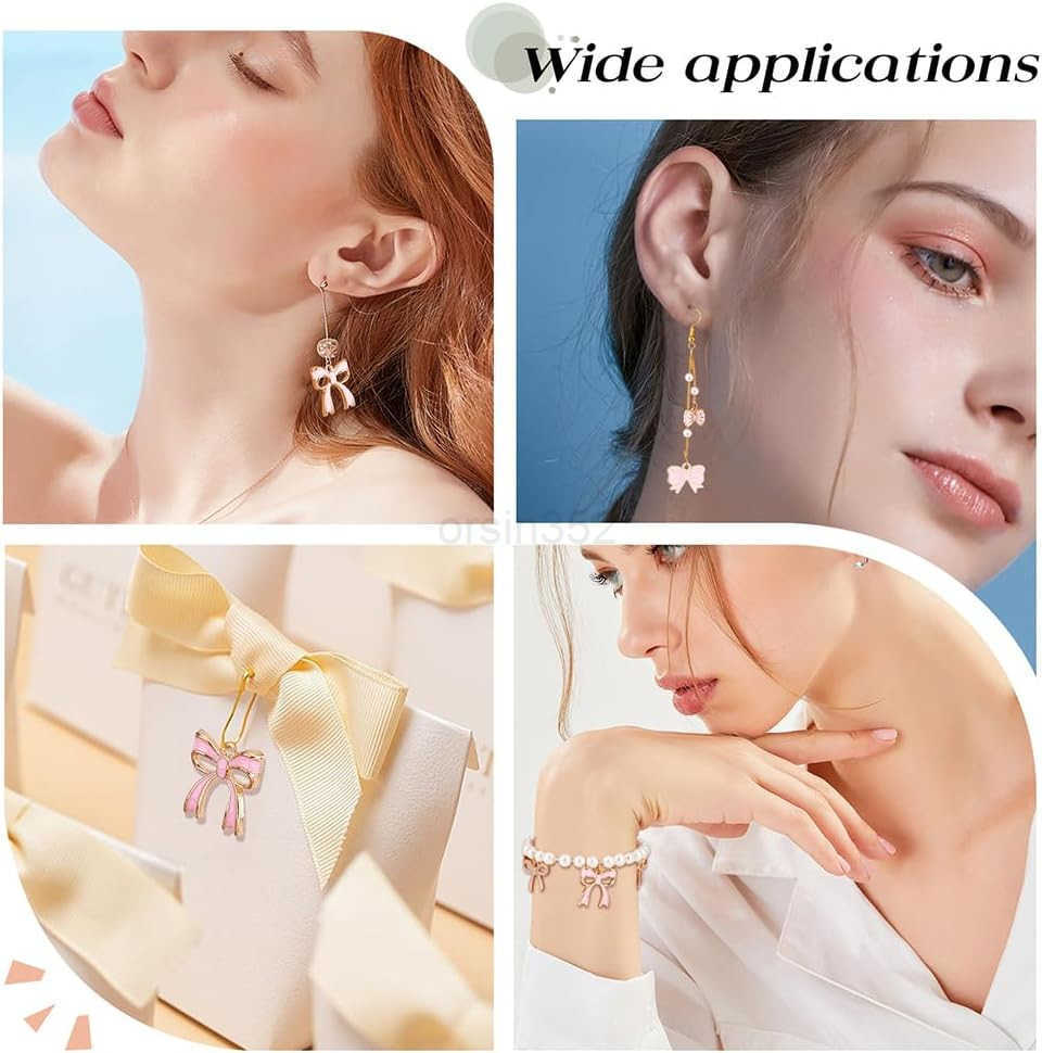 1 Box 4 Style 4080Pcs Romantic Charm Enamel Flat Bowknot Charms Pink Bow Pendants Bulk for Women Jewelry Making Earrings Necklace sW250911