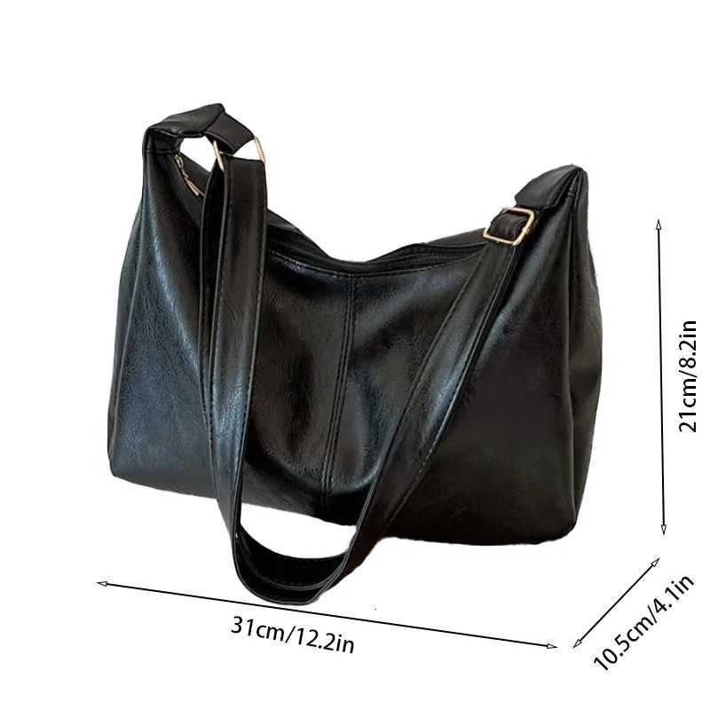 Vintage PU Leather Commuter Fashion Casual Tote Bag Maillard Stylish Crossbody Bags for Women Texture Large Capacity Temperament Z250911