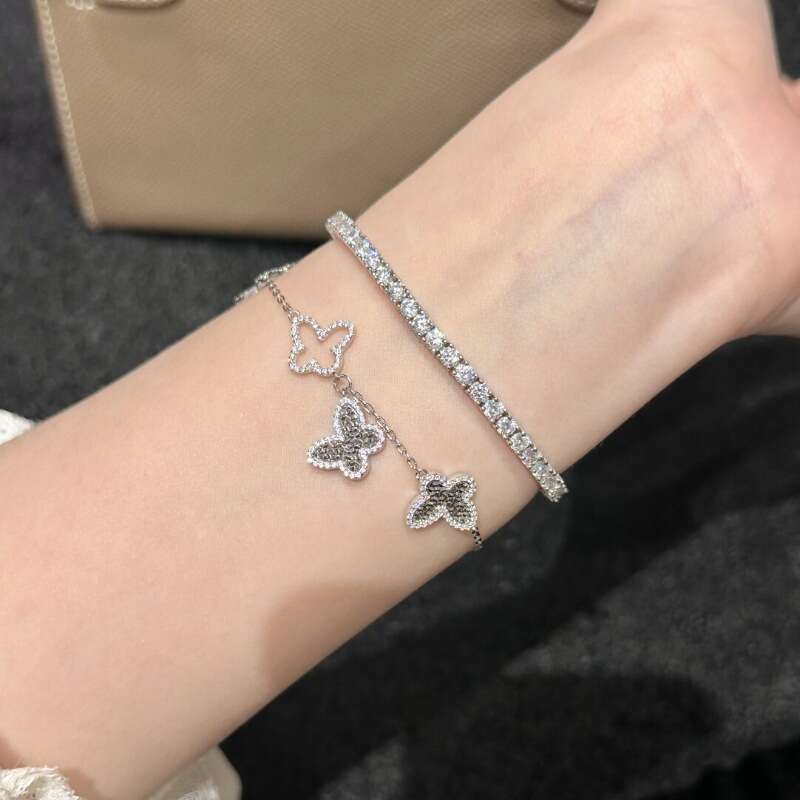 Light New Chinese Style Crushed Ice Butterfly Bracelet Hollow High-End Exquisite Design Sense Layered Wear Jewelry
