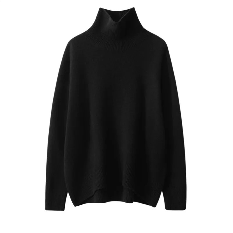 Autumn and Winter Thick Cashmere Sweater Women High Neck Pullover Warm Loose Knitted Base Jacket Tops 250911