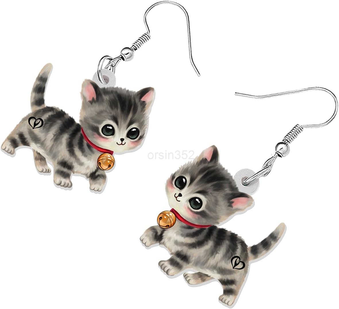 Lovely Cute Black Acrylic Dangle Cat Earrings for Women Kitten Jewelry Gifts Funny Sensitive Ears Hypoallergenic CharmsW250911