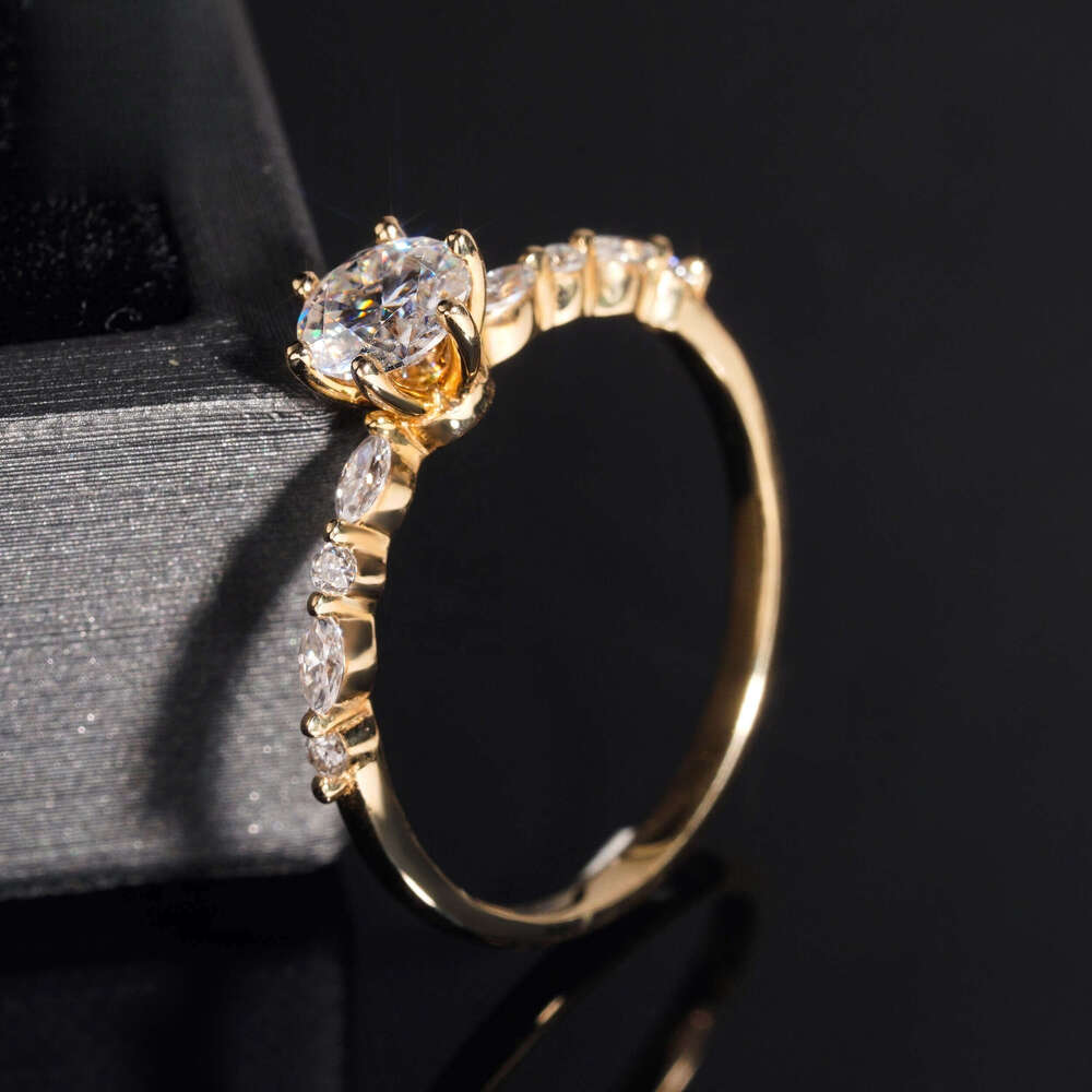 Fine Jewelry 0.54ct 14k Solid Gold Womens GRA Certified Engagement Moissanite Dia Wedding Rings