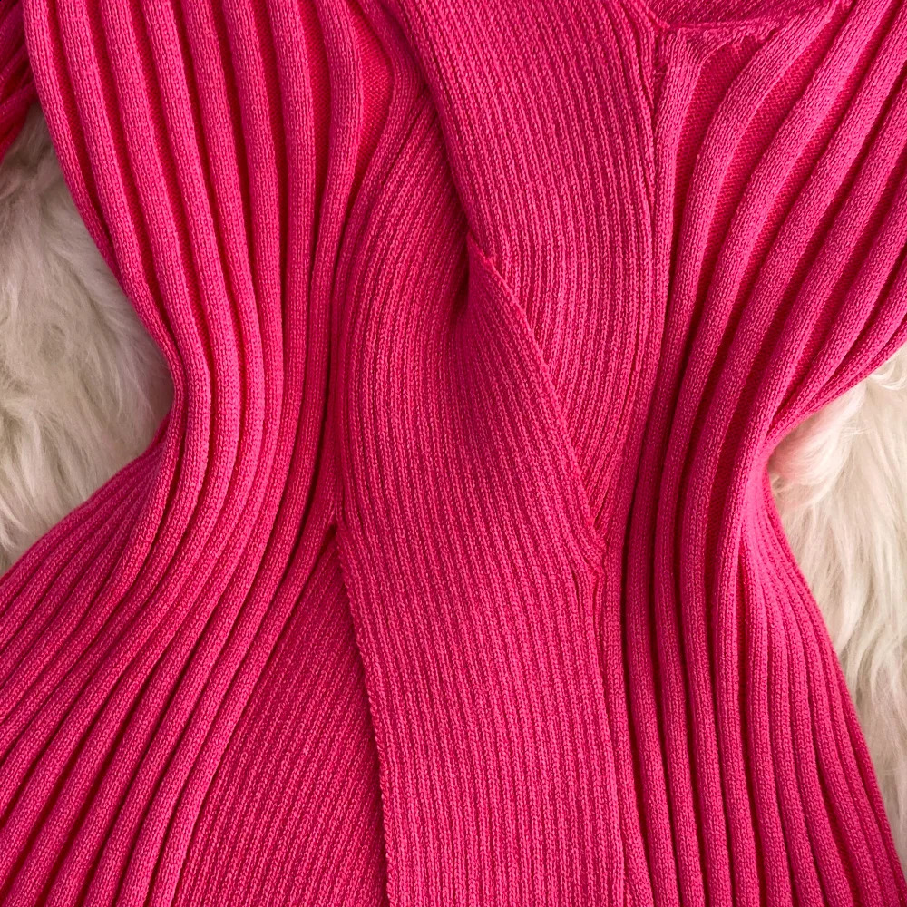 2026 Twist Front V Neck Slim Knitted Sweater Elegant Long Sleeve Solid Sweaters For Fall Winter Knitwears Pullovers Tops 250911