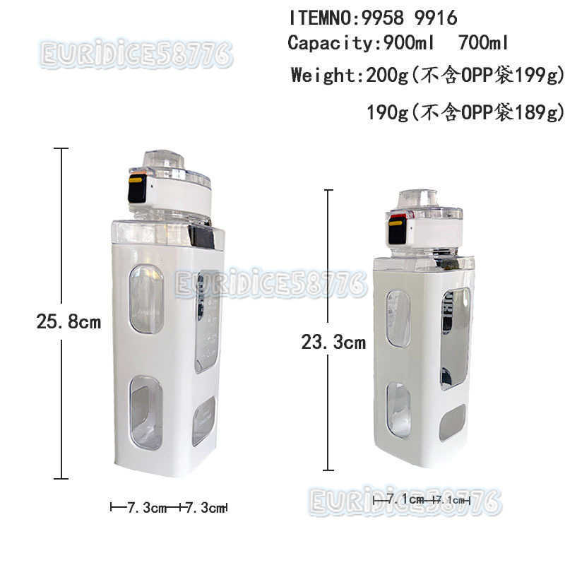 700ml Creative Plastic Water Bottle Portable with Strap Celebrity Square Sports Fitness Water Bottle Straw Cup H250911