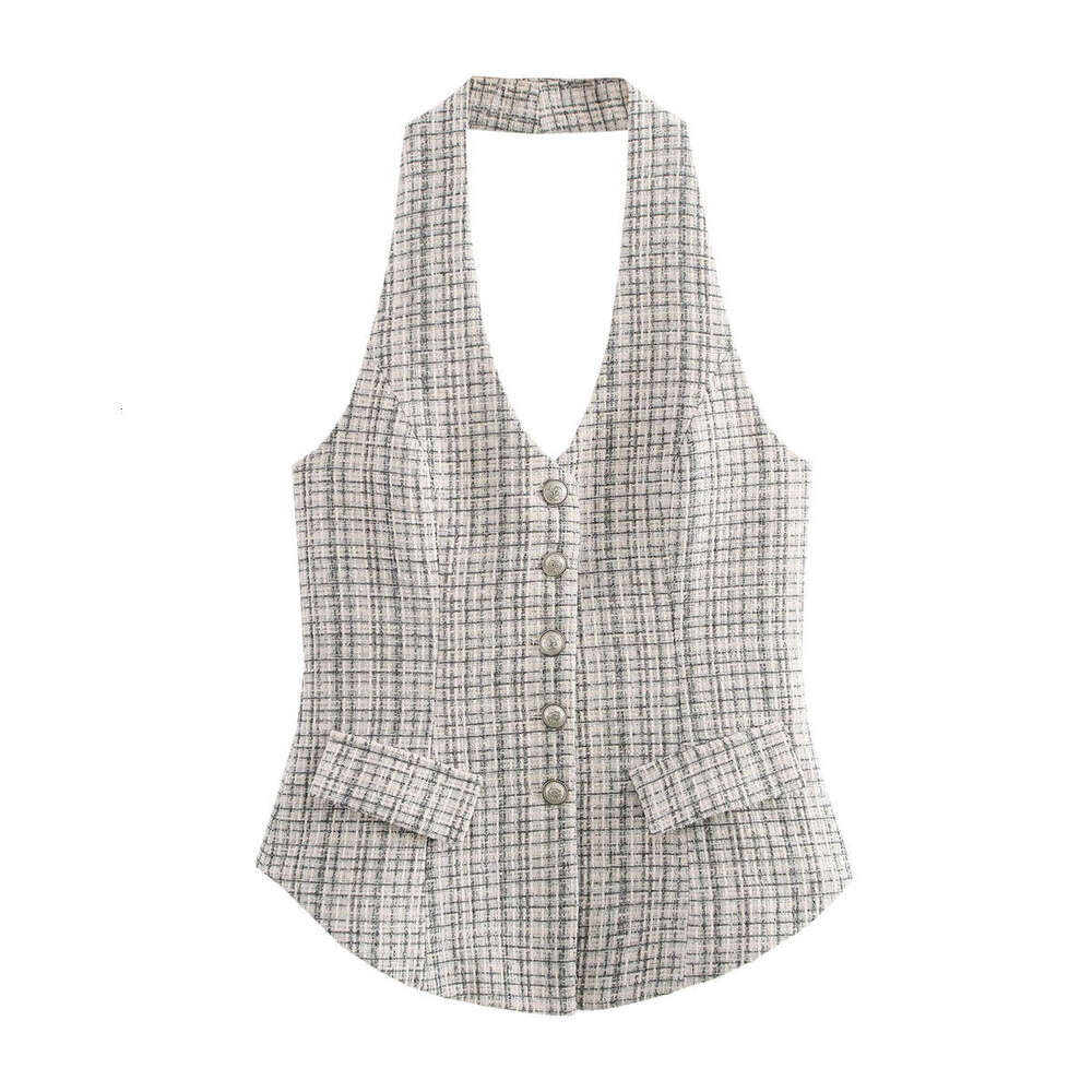 DHEssentials 2025 Fashion Small Chanel Style Halter Neck Vest Top X5021