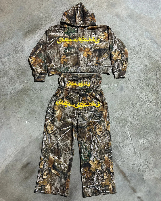 Retro Camouflage Zipper Hoodie Sweatshirt Two Piece Set Y2K Sportswear Mens Letter Oversized Drawstr Casual Pants 250911