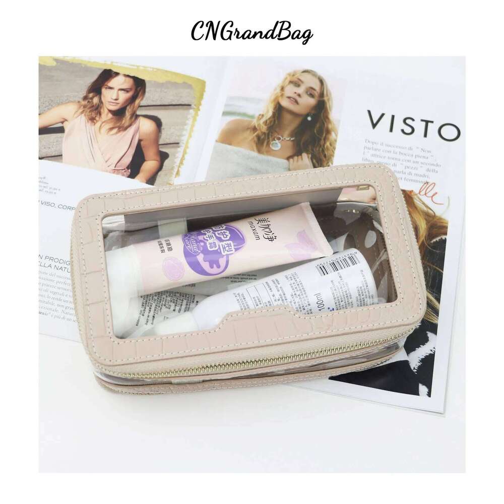 Customizable Name Leather Travel Cosmetic Fashion Waterproof TPU Toiletry New Makeup Storage Organizer Clear Wash Bag