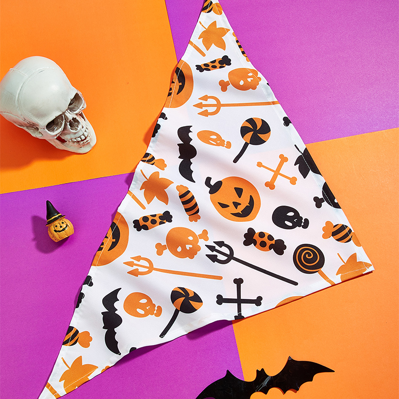 Cute Doggy Halloween Costume with Spooky Ghost Bib Cozy Pet Wear