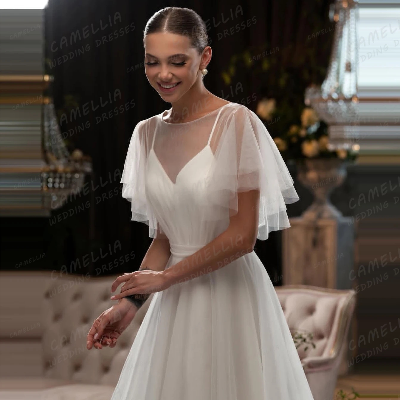 2025 Simple Wedding Dresses Women's A Line Tulle Sweetheart Sleeveless Backless Bridal Bride Gowns Princess Vestidos De Novia