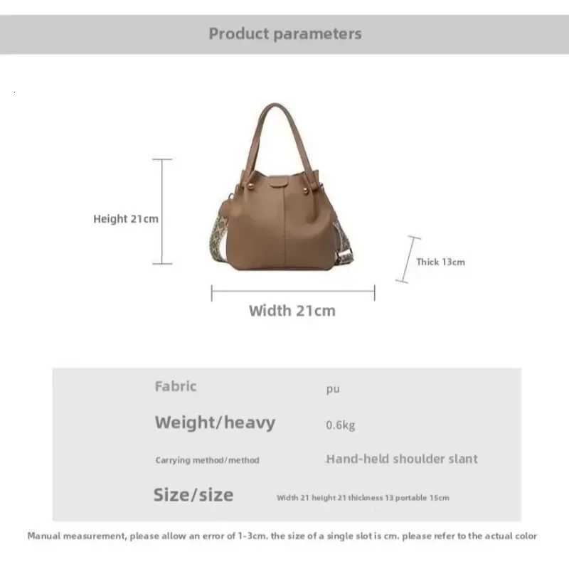 2025 High Quality Solid PU Bucket Shoulder Soft Crossbody Bags Korean Highend Design Large Capacity Womens Handbags Z250911