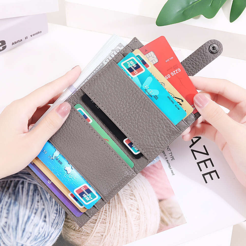 Cowhide Small Wallet for Women, Short Coin with Multiple Slots, Korean Style Student Wallet, Mini Card Holder Purse designer wallet B5