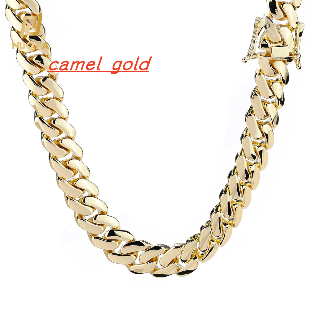 NUOYA Wholesale 10mm22mm Solid Cuban Chain Necklace 14K Gold Plated Heavy Miami Cuban Link Chain Hip Hop Men Fine Jewelry