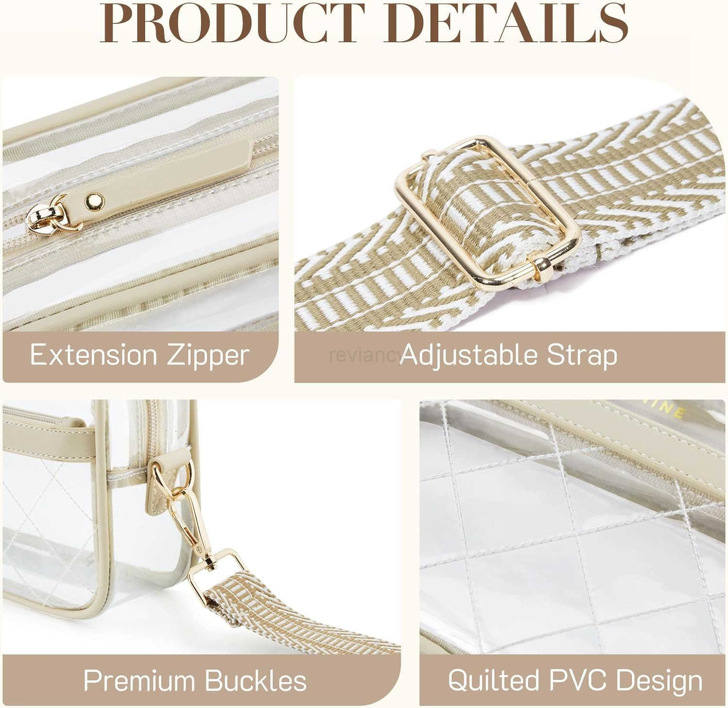 Missnine Clear Bag for Stadium Events Quilted Clear Purse for Women Stadium Approved PVC Crossbody Concert BagW250911