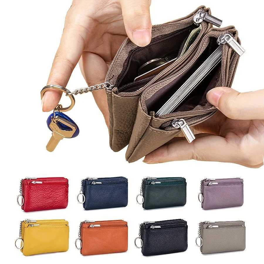 Hot sale Geniune Leather Ladys Coin Purses Short zipper Chain Wallets high quality Card Holders Small Mini Key Wallets Women W250911