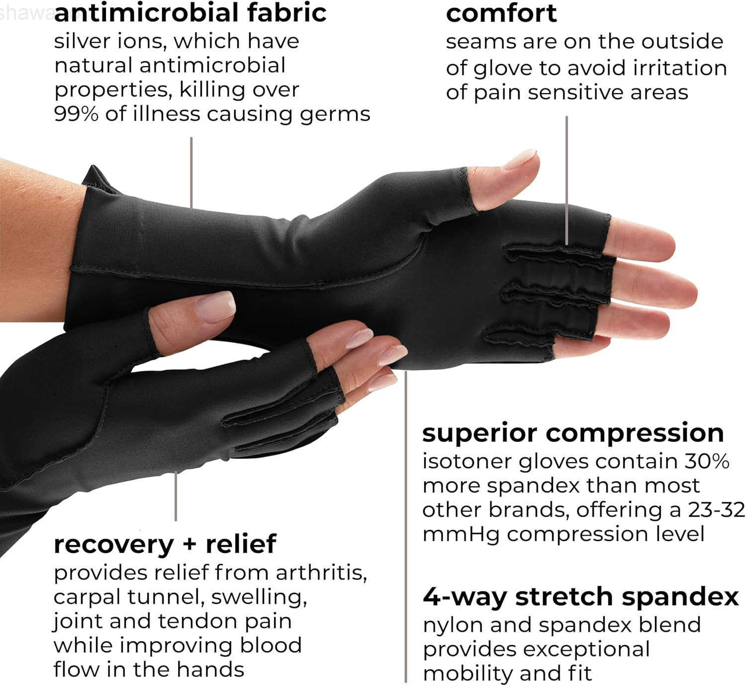Women Men Arthritis Compression Rheumatoid Pain Relief Gloves for joint support with OpenFull finger designW250911