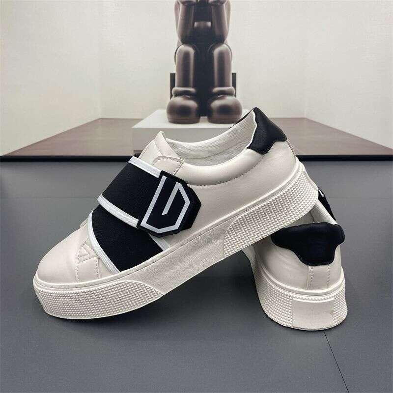 Men's 2024 Spring Summer New Breathable Versatile Student Thick Sole Slip-On Casual Shoes Velcro Sneakers